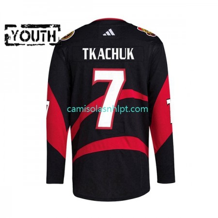 Camiseta Ottawa Senators Tkachuk 7 Adidas 2022-2023 Reverse Retro Preto Authentic - Criança